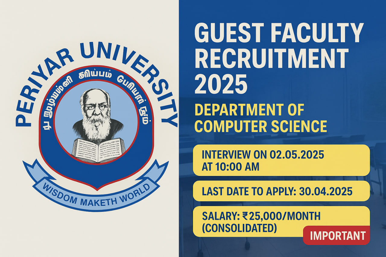 Periyar University Guest Faculty Recruitment 2025 - Walk-in Interview