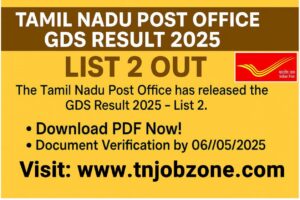 Tamil Nadu Post Office GDS Result 2025 List 2
