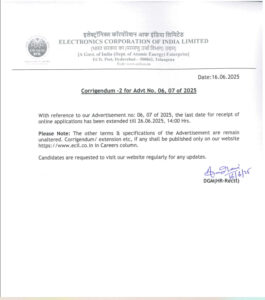 ECIL Graduate Engineer Trainee (GET) Recruitment 2025 - Last Date Extended