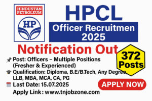 HPCL Officer Recruitment 2025 – 372 Vacancies Notification Banner