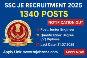 SSC JE Recruitment 2025 Notification – 1340 Junior Engineer Vacancies – Apply Online at ssc.gov.in by 21.07.2025