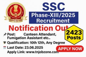 SSC Phase-XIII/2025 Recruitment (Selection Post) – Download PDF for Educational Qualification and Vacancy Details