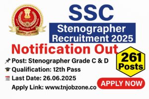 SSC Stenographer Recruitment 2025 Grade C & D – Download Official Notification