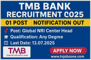 TMB Bank Recruitment 2025 - Global NRI Center Head Vacancy Notification, Last Date 13.07.2025