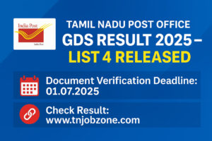 Tamil Nadu Post Office GDS Result 2025 List 4 PDF Download – Document Verification Details