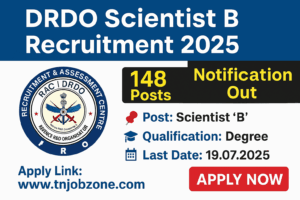 DRDO Scientist B Recruitment 2025 – 148 Vacancies Notification