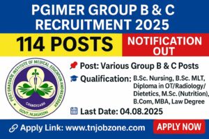 Apply Online for PGIMER Group B & C Recruitment 2025 – Last Date 04 August 2025