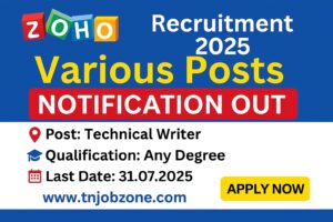 ZOHO Technical Writer Recruitment 2025 – Hiring Freshers to 2 Years Experience – Apply Online for Documentation Job in Tamil Nadu