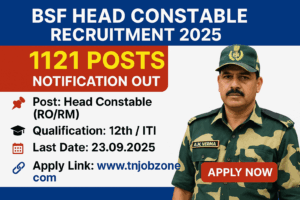 BSF Head Constable Recruitment 2025 – Apply Online for 1121 RO/RM Posts