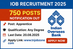 IOB Apprentice Recruitment 2025 – 750 Vacancies – Apply Online Now