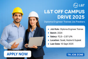 L&T Off Campus Drive 2025 Diploma Engineer Trainee Recruitment for Freshers in Surat Hazira Gujarat Apply Online