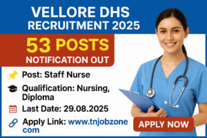 Exciting Vellore DHS Recruitment 2025 – 53 Staff Nurse Vacancies Apply Fast