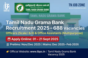 Tamil Nadu Grama Bank Recruitment 2025 – 688 Vacancies Banner | Apply Online for Officers (Scale I & II) and Office Assistants via IBPS RRBs XIV at ibps.in