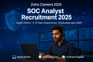 Zoho SOC Analyst Recruitment 2025 Apply Online Banner – Zoho Careers Cybersecurity Jobs