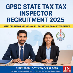 GPSC State Tax Inspector Recruitment 2025 – Official Gujarat Govt Jobs Notification for 323 Vacancies | Apply Online, Salary, and Eligibility Details
