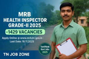 MRB Health Inspector Recruitment 2025 – 1429 Grade-II Tamil Nadu Govt Vacancies Apply Online