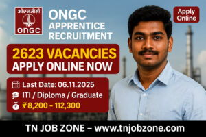 ONGC Apprentice Recruitment 2025 Notification – Apply Online for 2623 Vacancies | TN Job Zone