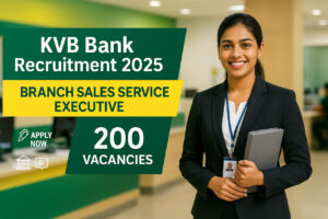 KVB Bank Branch Sales and Service Executive Recruitment 2025 – Bank employee assisting customers and promoting KVB banking products.
