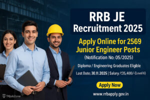 RRB JE Recruitment 2025 – Apply Online for 2569 Junior Engineer, DMS & CMA Posts | Railway Jobs 2025 Banner