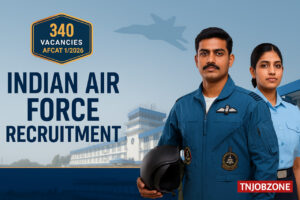 Indian Air Force Recruitment 2025 banner for 340 Flying and Ground Duty posts – TNJOBZONE
