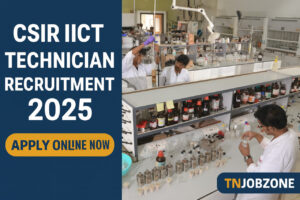 CSIR IICT Technician Recruitment 2025 banner with health, lab, nursing, pharmacy, and catering staff visuals – government job notification