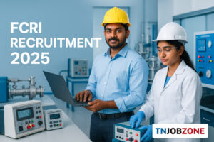 FCRI Recruitment 2025 – Trainee Engineer Graduate & Diploma jobs, Indian engineering students working in technical lab environment, government organization career banner