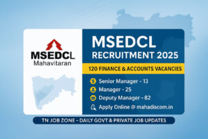 MSEDCL Recruitment 2025 featured banner showing 120 Finance and Accounts vacancies for Senior Manager, Manager, and Deputy Manager posts with apply online details