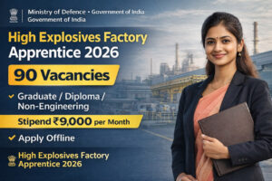 High Explosives Factory Apprentice Recruitment 2026 notification for 90 Graduate and Diploma Apprentice vacancies in Pune