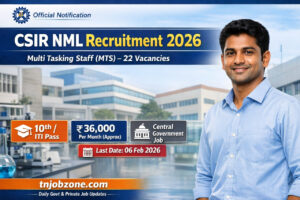 CSIR NML Recruitment 2026 notification for 22 Multi Tasking Staff vacancies – 10th pass and ITI government jobs apply online