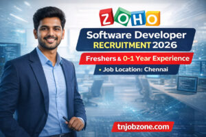 Zoho Software Developer Recruitment 2026 Chennai freshers IT job featured image with Tamilian professional – tnjobzone.com