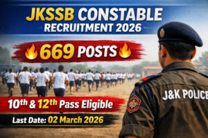 JKSSB Constable Recruitment 2026 notification for 669 Armed SDRF Telecommunication Photographer posts 10th 12th pass police vacancy apply online