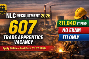 NLC Recruitment 2026 607 Trade Apprentice Vacancy ITI Jobs Neyveli 11040 Stipend No Exam