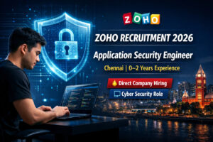 Zoho Recruitment 2026 Application Security Engineer Job in Chennai for 0-2 Years Experience Cyber Security Hiring Banner