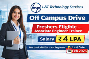 L&T Technology Services Off Campus Drive 2026 Associate Engineer Trainee Freshers Last Date 16 Feb 2026