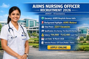 AIIMS Nursing Officer Recruitment 2026 NORCET 10 government hospital job notification image