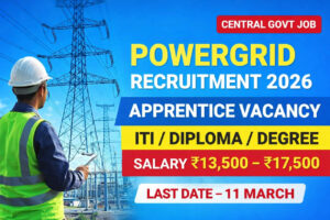 POWERGRID Recruitment 2026 ITI Electrician Diploma Electrical Degree Civil Jobs Apply Online