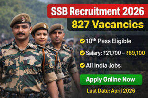 SSB Constable Recruitment 2026 Notification 827 Vacancies 10th Pass Govt Jobs Apply Online