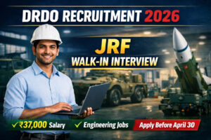 DRDO VRDE Recruitment 2026 JRF Walk-in Interview Engineering Jobs 2026 Salary 37000