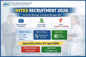 HITES Recruitment 2026 Assistant Manager Deputy Manager Jobs Notification Apply Online Government Jobs India