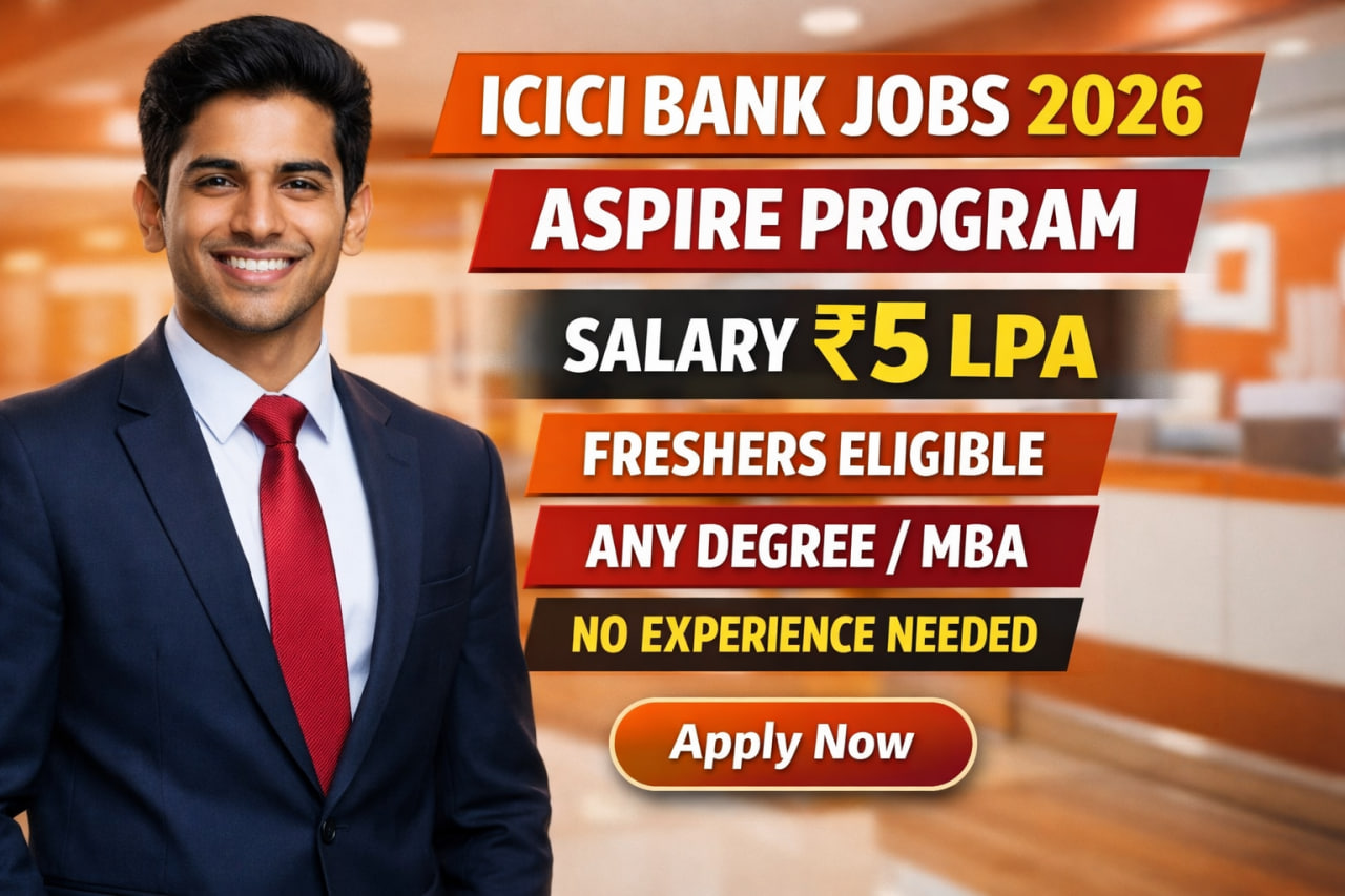 ICICI Bank Aspire Program 2026 – Freshers Banking Jobs | Salary ₹5 LPA