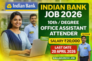 Indian Bank INDSETI Recruitment 2026 Office Assistant Attender Jobs Kallakurichi Tamil Nadu Apply Offline