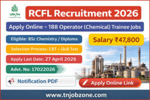 RCFL Recruitment 2026 Operator Chemical Trainee 188 vacancies apply online notification salary details Maharashtra jobs