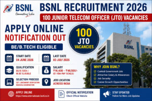 BSNL Recruitment 2026 JTO Notification for 100 Vacancies Apply Online
