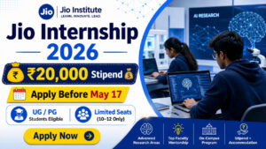 Jio Institute Summer Internship 2026 Apply Online Research Internship India UG PG Students Stipend 20000