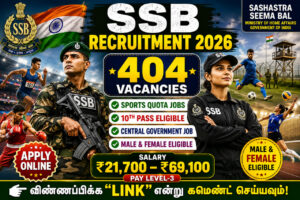 SSB Recruitment 2026 notification for 404 Constable GD Sports Quota vacancies apply online for central government defence jobs