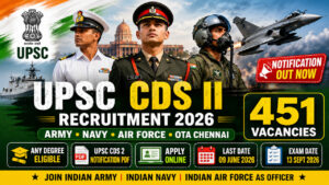 UPSC CDS II Recruitment 2026 notification for 451 Army Navy Air Force OTA vacancies apply online before 09 June 2026
