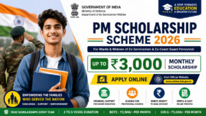 Prime Minister Scholarship Scheme 2026 Apply Online Scholarship Up To ₹3000 Per Month