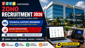 Zoho Corporation Recruitment 2026 Technical Support Engineer and Sales Executive Jobs