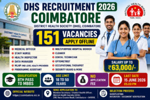Coimbatore DHS Recruitment 2026 Notification for 151 Medical Officer Staff Nurse Health Inspector and Worker Vacancies