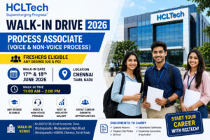 HCLTech Walk-in Drive 2026 for Process Associate Voice and Non Voice Process Jobs in Chennai